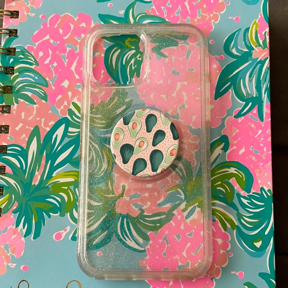 Glitter Otterbox iPhone 12 Pro popsocket case